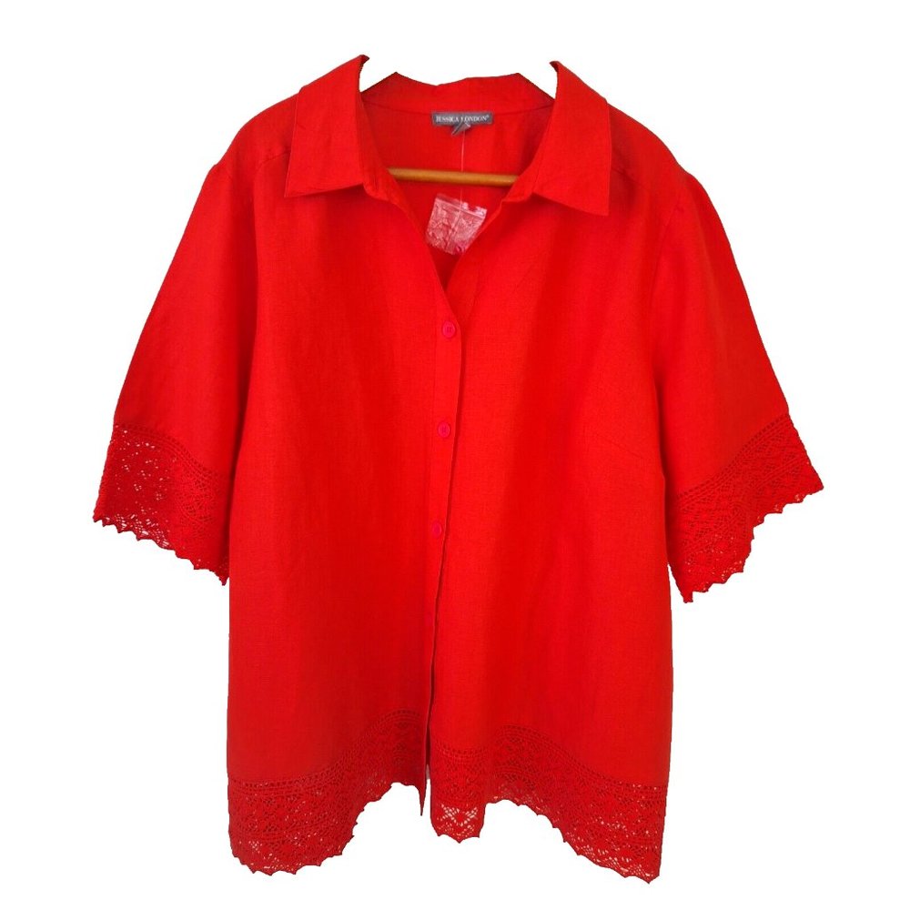 Linen Blend Jessica London Womens Blouse Top